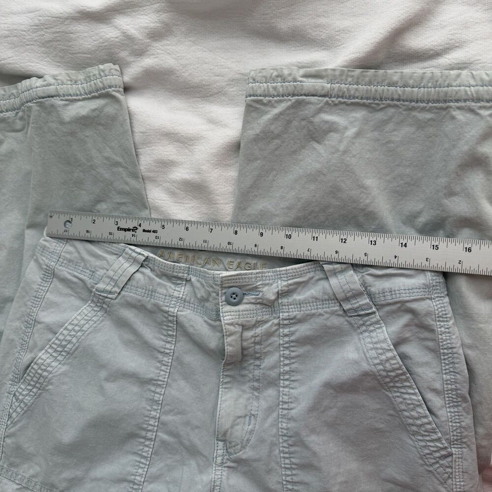 American Eagle Women’s Light Blue Cargo Pants Straight Leg Stretch Pockets 8R - Picture 4 of 9